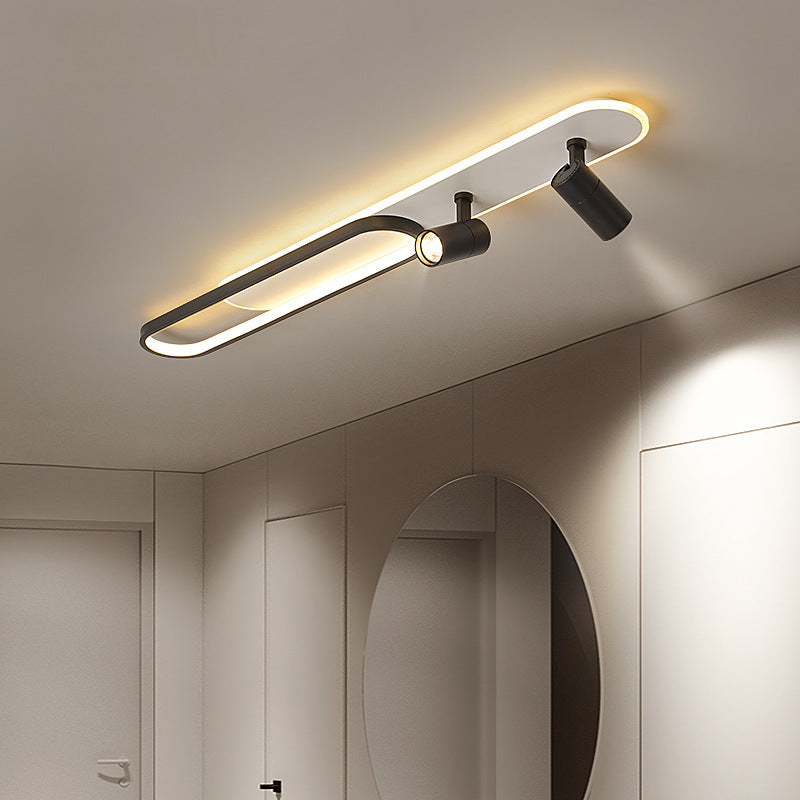 Minimalist LED Ceiling Mounted Lamp Fixture Black Oval Ceiling Light Fixture