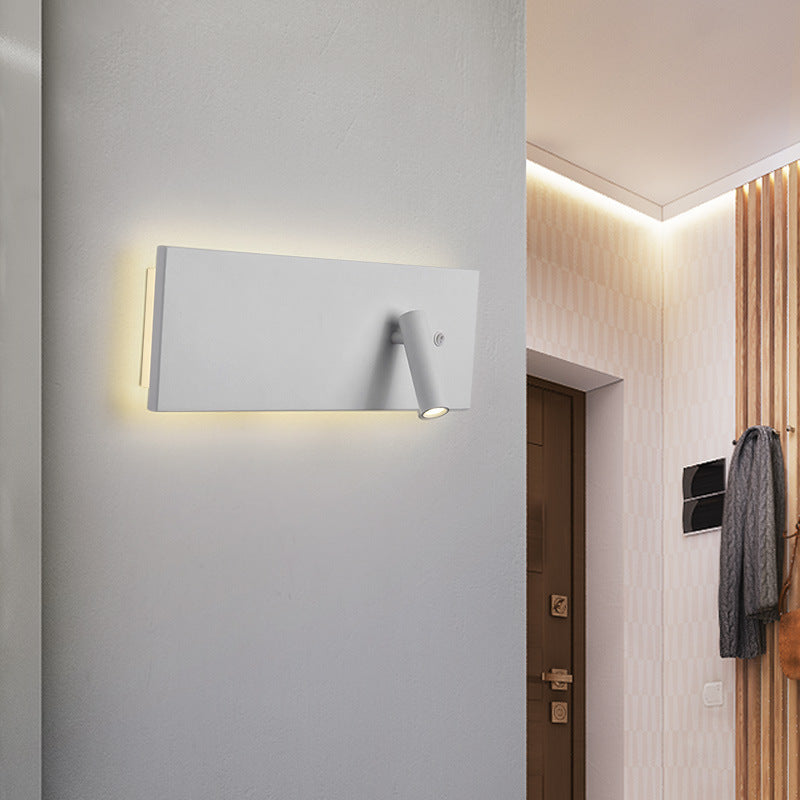 2 luces de lectura de metal iluminación de pared estilo moderno lámpara montada en la pared de forma cuadrada