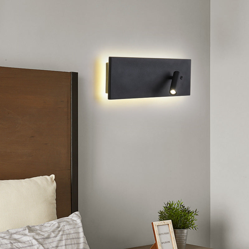 2 luces de lectura de metal iluminación de pared estilo moderno lámpara montada en la pared de forma cuadrada