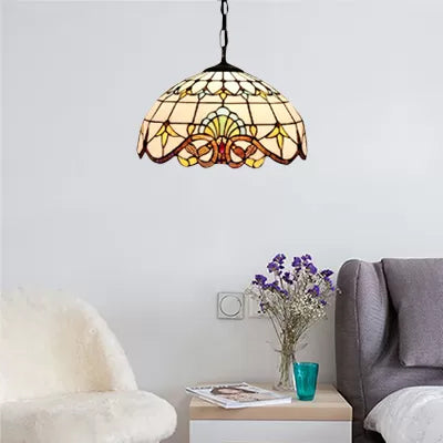 Lampes suspendues pour le salon, réglable 2 lumières à dôme lampe suspendue avec une nuance en verre art style victorien, 16 "W