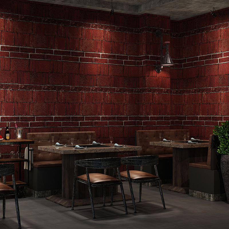 Stain-Resistant Brick Effect Wall Covering PVC Industrial Wallpaper for Accent Wall