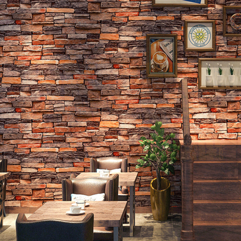 Natural Color Industrial Wall Decor 57.1 sq ft. Stacked Brick Wallpaper Roll for Coffee Shop, Non-Pasted