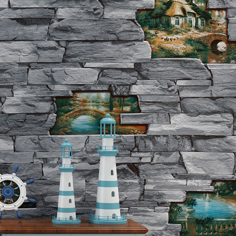 Stacked Brickwork Wallpaper Roll for Accent Wall, Neutral Color, 31'L x 20.5"W, Non-Pasted