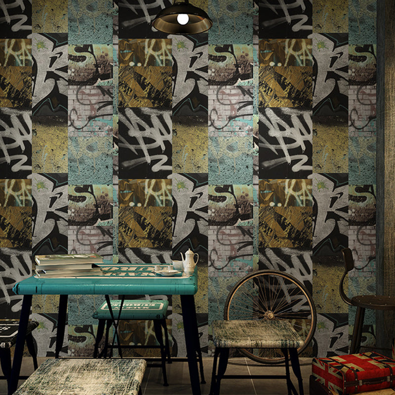 Stain-Resistant Graffiti Wallpaper Roll Plaster Industrial Wall Covering for Bar Decoration