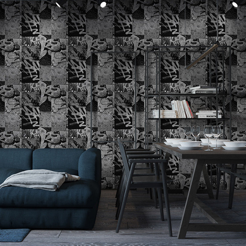 Stain-Resistant Graffiti Wallpaper Roll Plaster Industrial Wall Covering for Bar Decoration