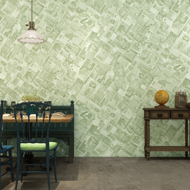 Soft Color Industrial Wall Decor 20.5 in x 33 ft Greenback Wallpaper Roll for Accent Wall, Non-Pasted