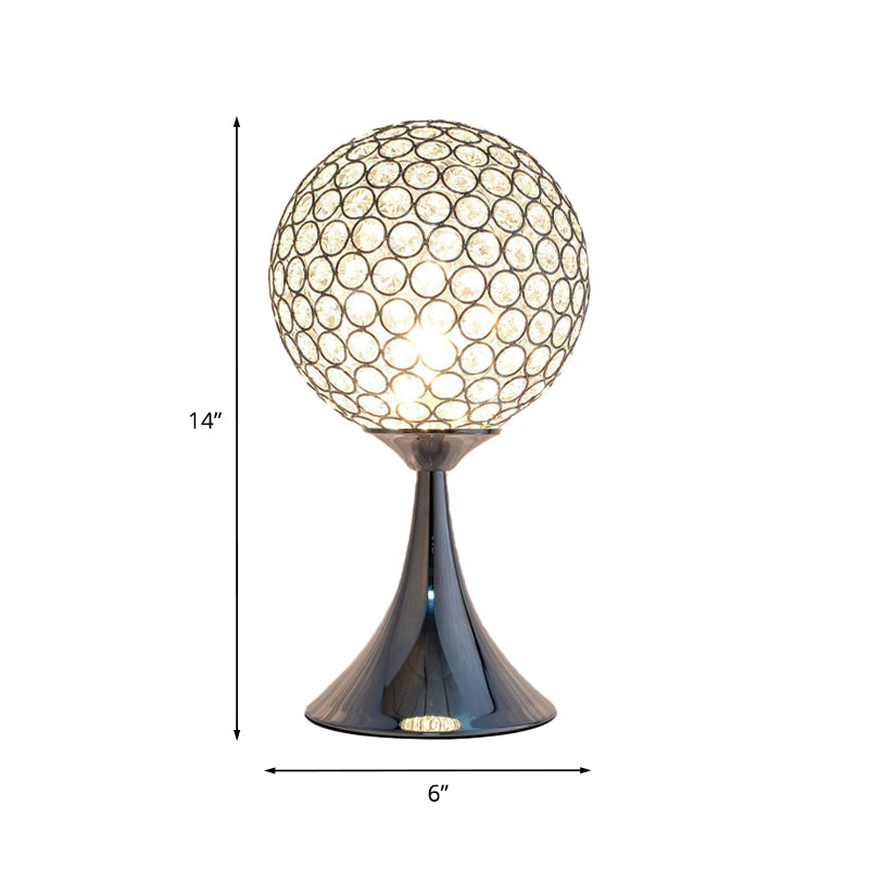 Crystal Embedded Ball Desk Light Modernism Single Chrome Finish Night Table Lamp for Bedroom