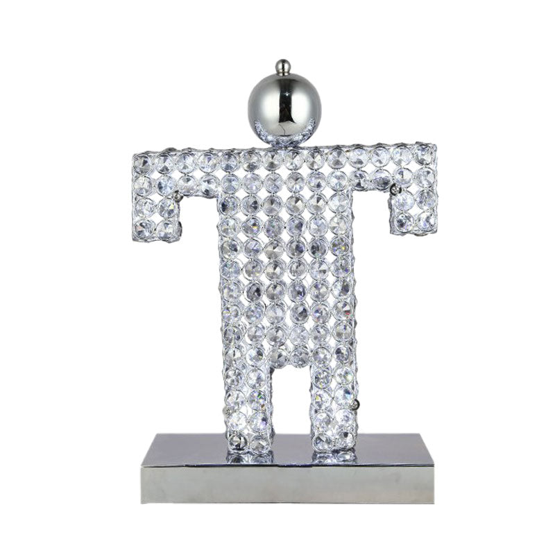 LED Crystal Table Lamp Contemporary Chrome Human Shape Dining Room Nightstand Lamp