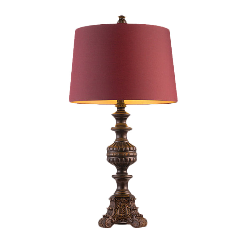 Rose Red Drum Nightstand Light Traditional Fabric 12"/15" Wide Single-Bulb Living Room Table Lamp