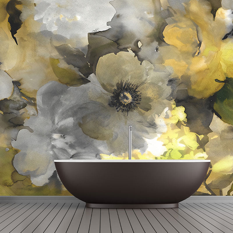 Natural Color Blossoming Flower Mural Moisture-Resistant Wall Art for Guest Room Decor