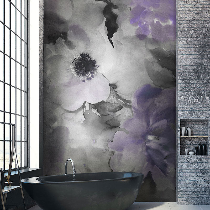 Natural Color Blossoming Flower Mural Moisture-Resistant Wall Art for Guest Room Decor