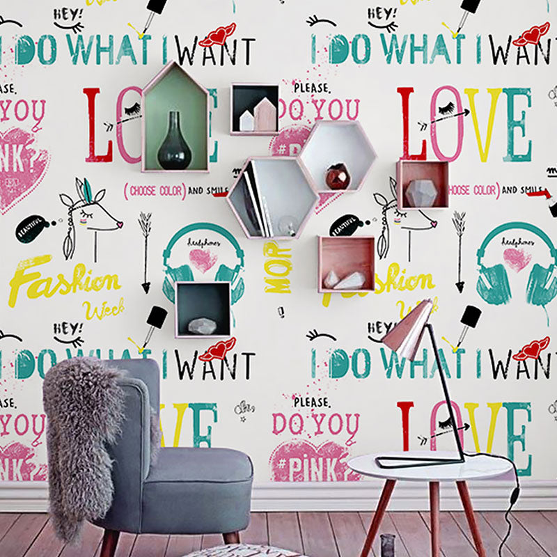 Simplicity Wallpaper in Pastel Color Graffiti PVC Wall Covering, 33 ft. x 20.5 in