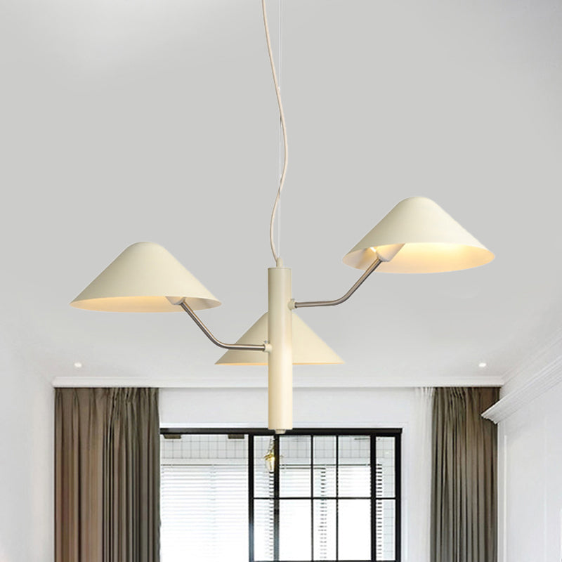 Branch Suspension Light with Metal Cone Shade Postmodern 3/5 Lights Black/White/Green Chandelier Light for Dining Room