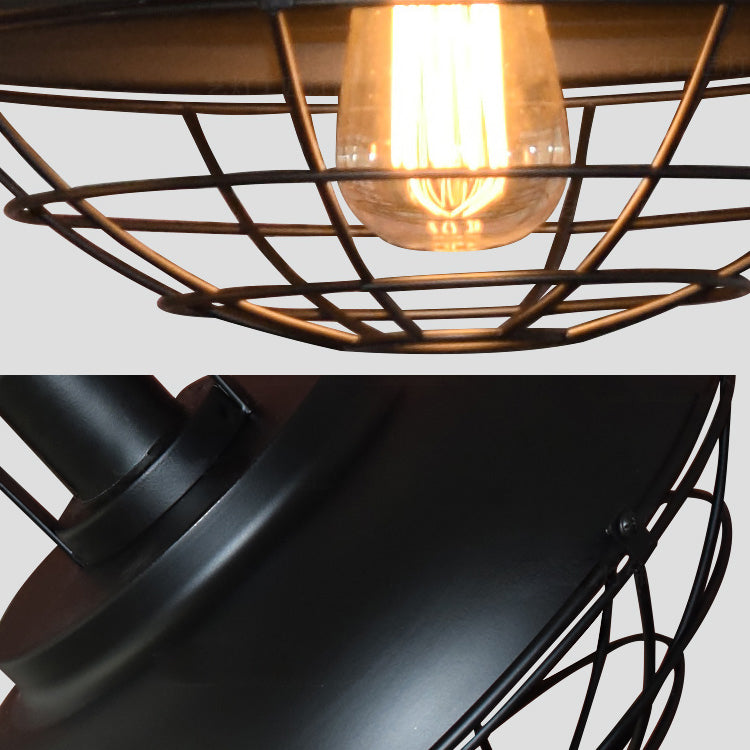 1 leichte Scheunendrahtkäfig -Anhänger Lampe Industrie Stilvolle schwarze Finish -Metall Deckenleuchte für das Restaurant