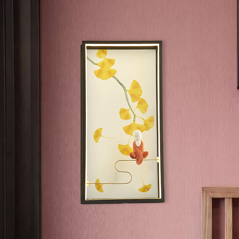 Asia Zen et Ginkgo Leaf LED Sconce Light Acrylique Chambre LED Mur Moup mural Lampe Mural en jaune