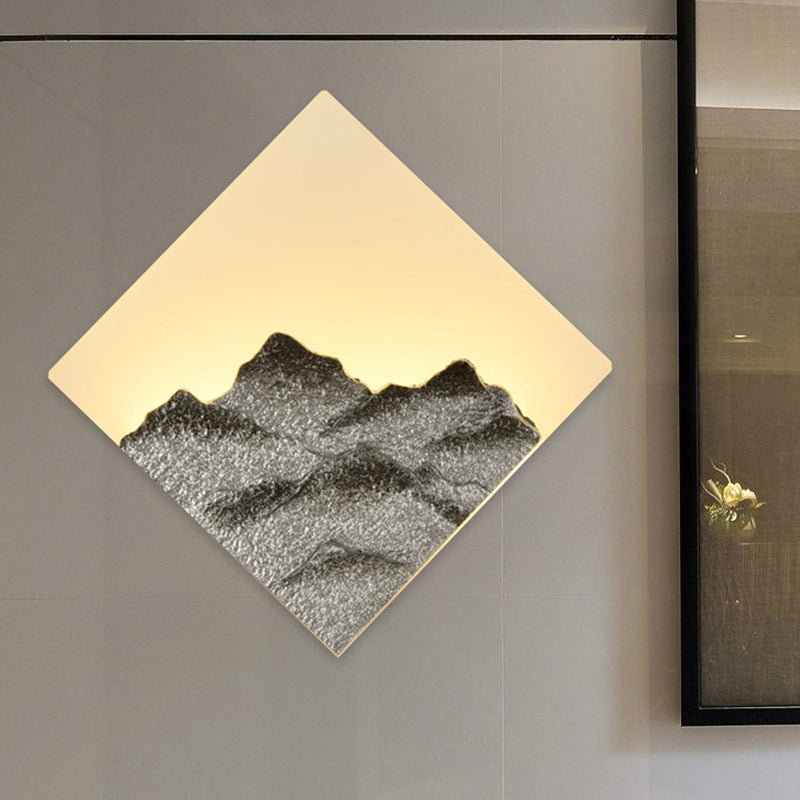 Iluminación de rombos estampados de montaña Malody Style Acrylic Silver/Gold LED Spl aplanador para dormitorio