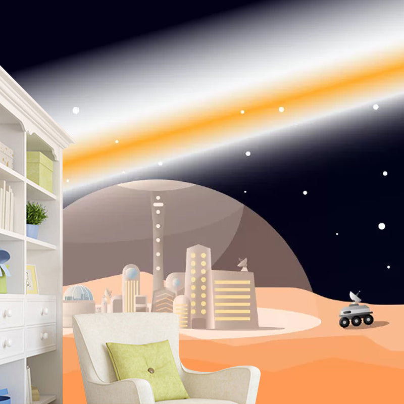 Stain-Resistant Outer Space Mural Wallpaper Custom Minimalist Wall Art for Kid's Bedroom Decoration