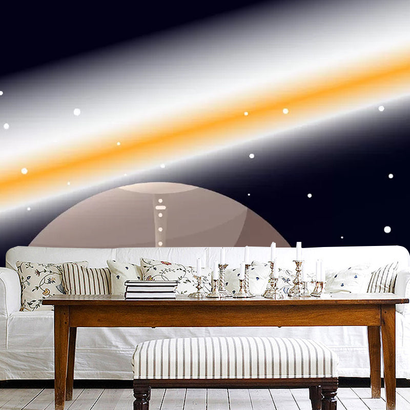 Stain-Resistant Outer Space Mural Wallpaper Custom Minimalist Wall Art for Kid's Bedroom Decoration