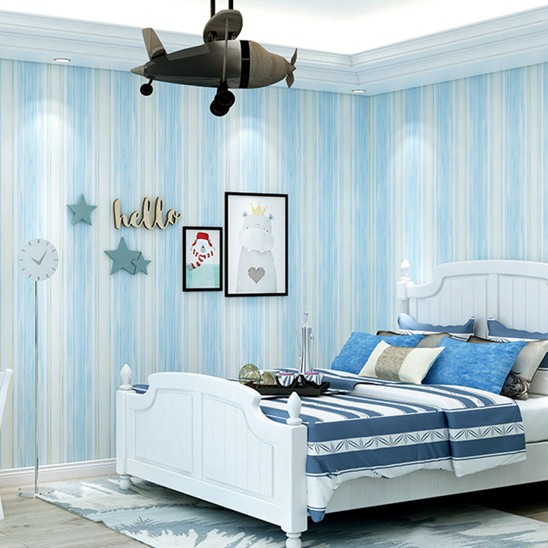 Vertical Stripes Wallpaper Roll for Boy's or Girl's Bedroom, Soft Color, 57.1 sq ft.