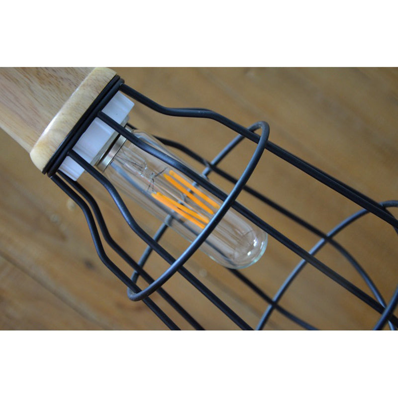 Mini Cage Suspension Light Rustic Lodge Metal 1 Éclairage pendentif de bulbe en noir pour café