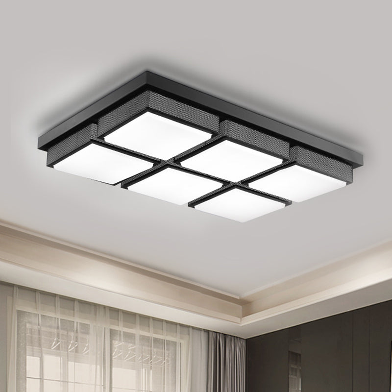 Zeitgenössisches Quadrat/Rechteck Flush Mount Licht Acryl 6/9 Lichter Wohnzimmer Deckenlampe in Schwarz/Weiß, Warm/White Lighting