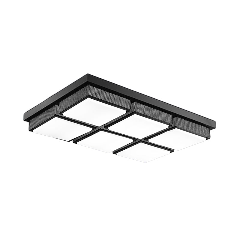 Zeitgenössisches Quadrat/Rechteck Flush Mount Licht Acryl 6/9 Lichter Wohnzimmer Deckenlampe in Schwarz/Weiß, Warm/White Lighting