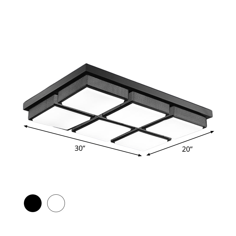 Hedendaags Vierkant/Rechthoek Flush Mount Licht Acryl 6/9 Verlichting Woonkamer Plafond Lamp in zwart/wit, warm/wit verlichting