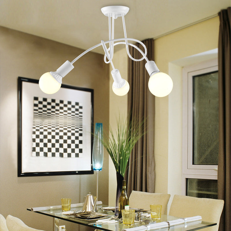 Modern Ceiling Lights Living Room, Large Semi Flush Mount Light with Metal Twist Arm