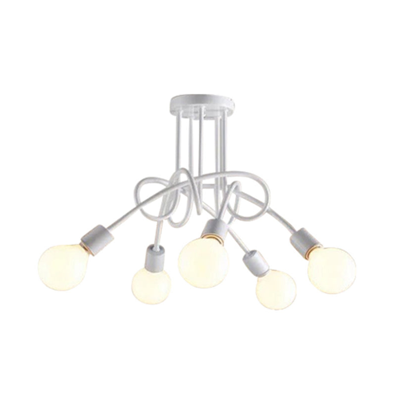 Moderne plafondlampen woonkamer, grote semi -spoelmontage licht met metalen draaiwarm