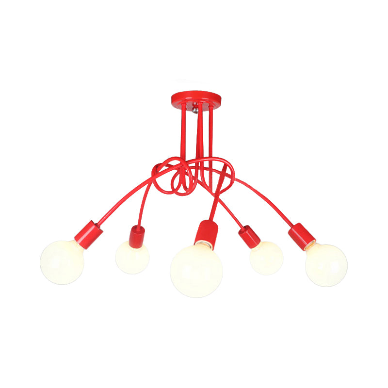 Modern Ceiling Lights Living Room, Large Semi Flush Mount Light with Metal Twist Arm