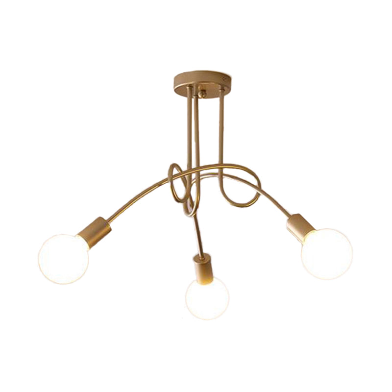 Modern Ceiling Lights Living Room, Large Semi Flush Mount Light with Metal Twist Arm