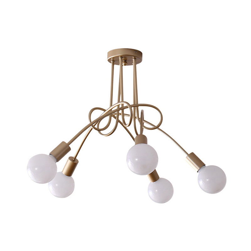 Modern Ceiling Lights Living Room, Large Semi Flush Mount Light with Metal Twist Arm