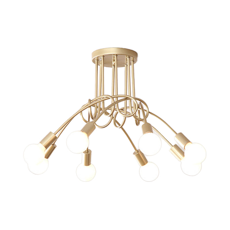 Modern Ceiling Lights Living Room, Large Semi Flush Mount Light with Metal Twist Arm