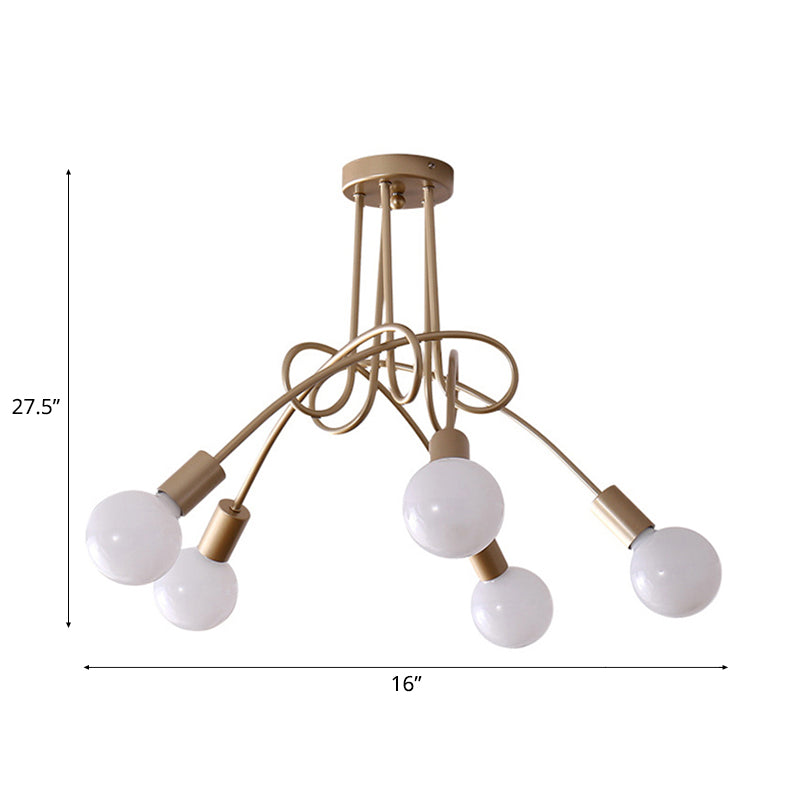 Moderne plafondlampen woonkamer, grote semi -spoelmontage licht met metalen draaiwarm