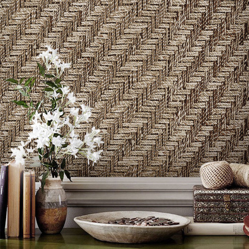 Aesthetic Woven Linen Wallpaper Roll for Home Decoration in Natural Color, 20.5"W x 33'L