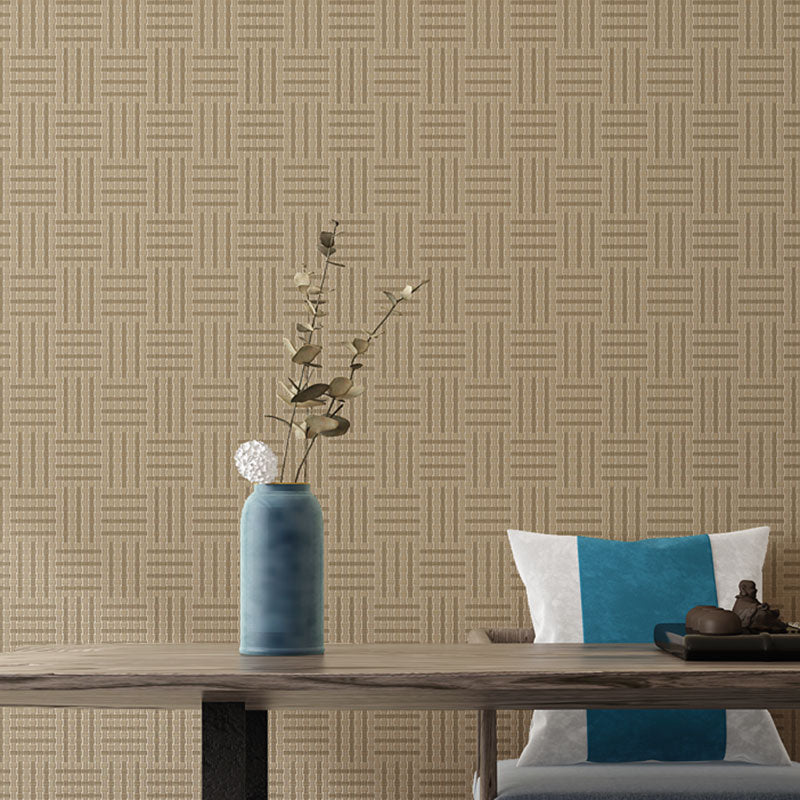 33' x 20.5" Grasswoven Wallpaper Roll for Bedroom Asia Inspired Wall Covering in Neutral Color, Stain-Resistant