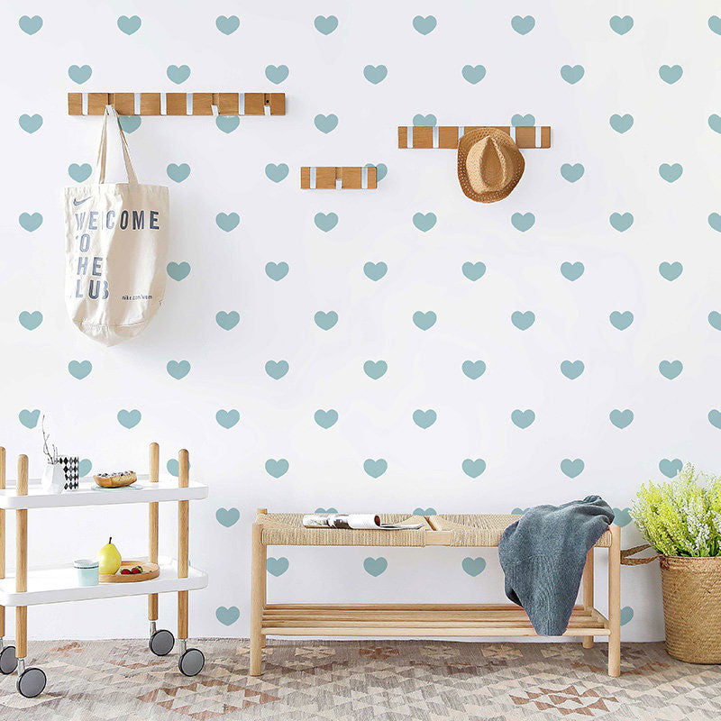 Loving Hearts Wallpaper Roll for Kids Bedroom in Neutral Color, Non-Woven, 20.5"W x 33'L