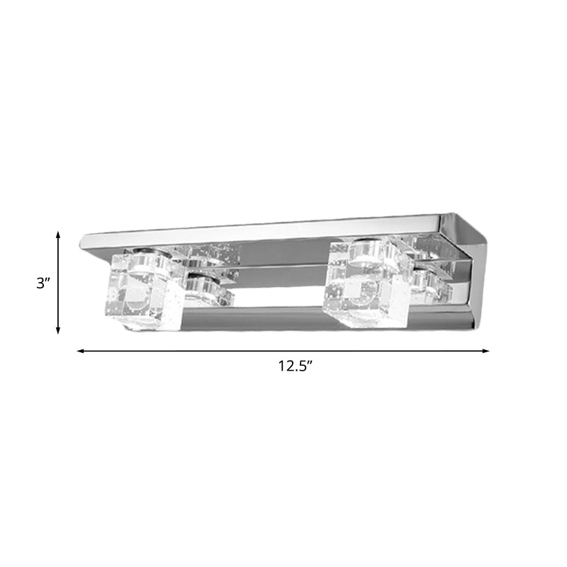 Acabado cromado tocador lineal cola de cristal moderno 2/3 cabezas de montaje en la pared de la pared del baño con luz cálida/blanca