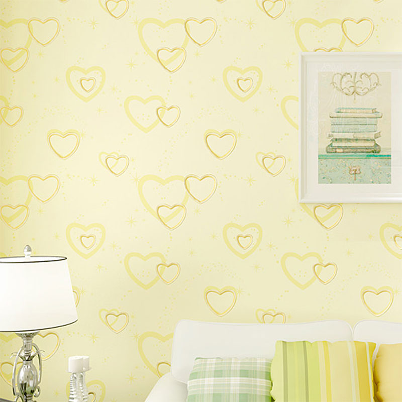 Moisture-Resistant Loving Heart Wallpaper Roll 19.4 sq ft. Minimalist Wall Decor for Kids Bedroom