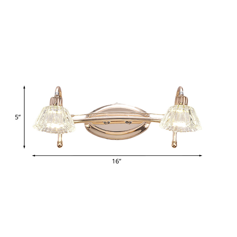 2/3 bulbos de tocador de pared luz contemporánea lámpara de pared de cristal de tono truncado contemporáneo en oro rosa