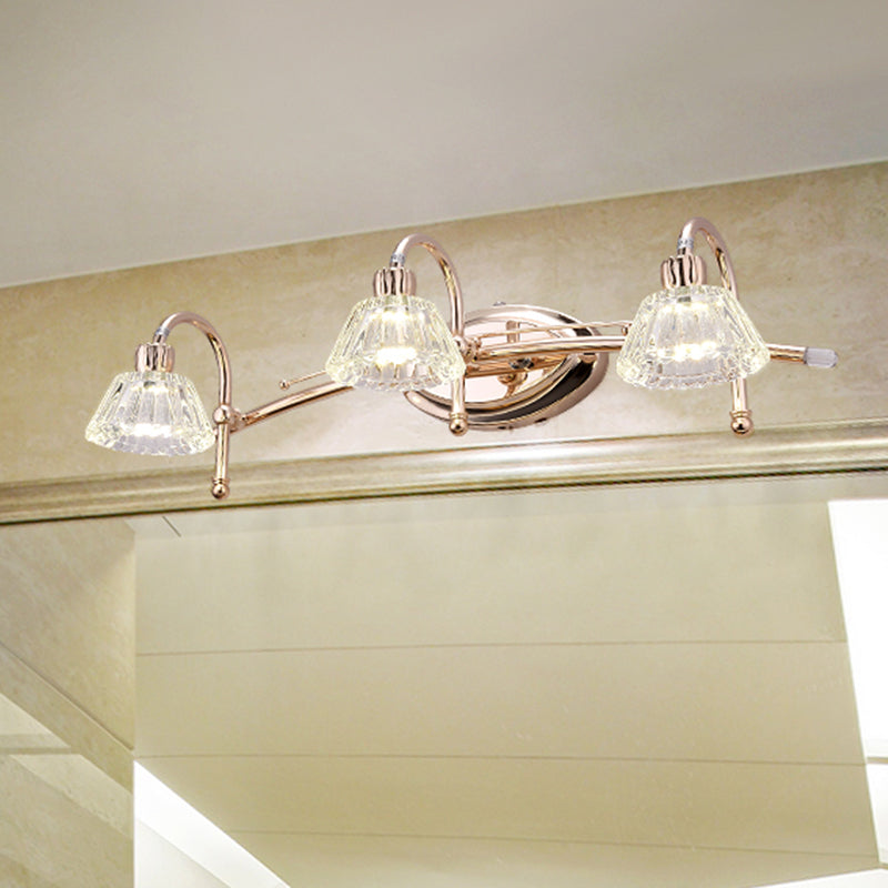 2/3 bulbos de tocador de pared luz contemporánea lámpara de pared de cristal de tono truncado contemporáneo en oro rosa