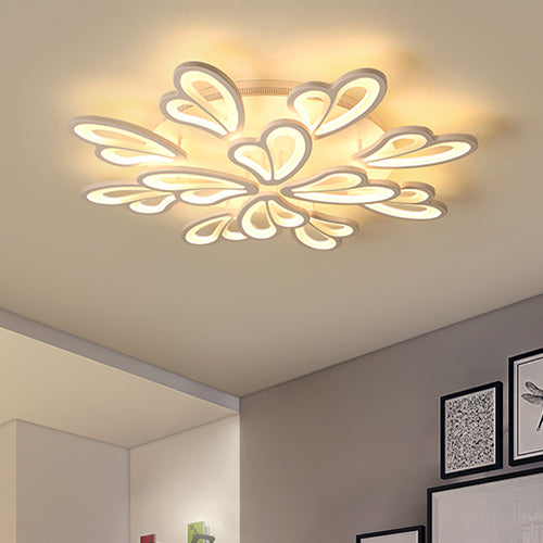 21.5"/23.5"/25.5" Wide Modern Floral LED Flush Lighting Acrylic 3/5/9 Heads Living Room Ceiling Mount Light Fixture in Warm/White/Natural Light