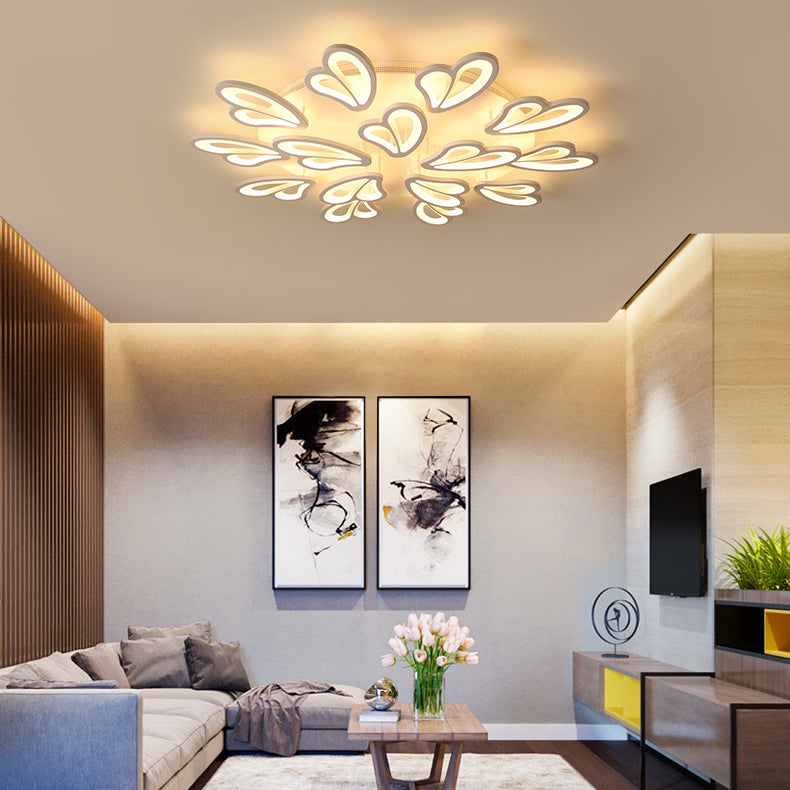 21.5"/23.5"/25.5" Wide Modern Floral LED Flush Lighting Acrylic 3/5/9 Heads Living Room Ceiling Mount Light Fixture in Warm/White/Natural Light