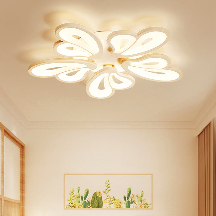 21.5"/23.5"/25.5" Wide Modern Floral LED Flush Lighting Acrylic 3/5/9 Heads Living Room Ceiling Mount Light Fixture in Warm/White/Natural Light