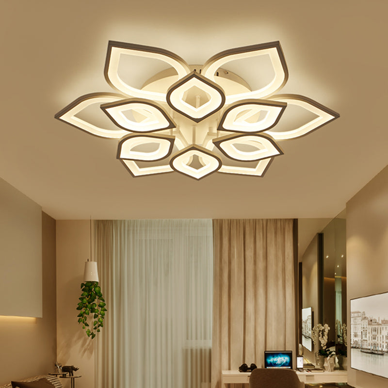 31.5"/39" Wide Leaf Flush Ceiling Light Simple Acrylic LED White Flush Mount Light Fixture in Warm/White/Natural Light