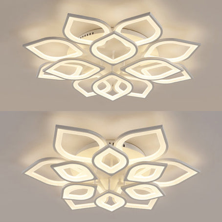 31.5"/39" Wide Leaf Flush Ceiling Light Simple Acrylic LED White Flush Mount Light Fixture in Warm/White/Natural Light