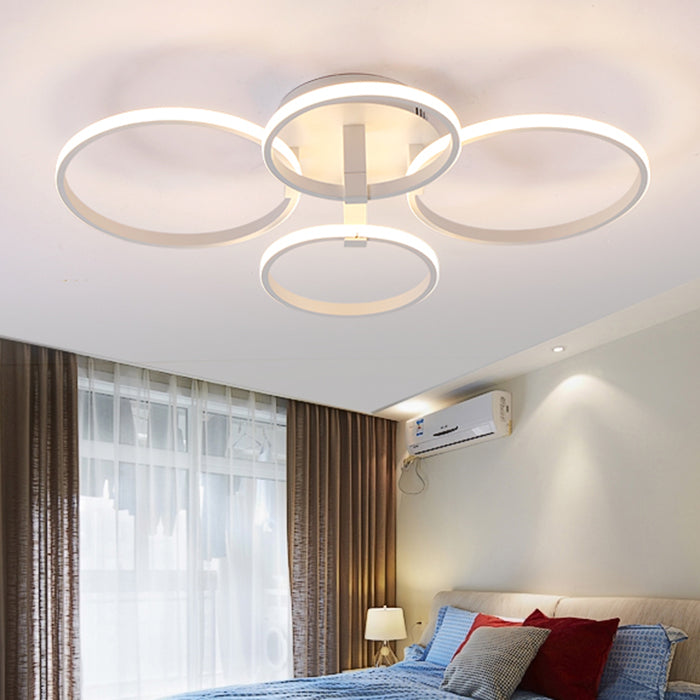 Acrylic Rings LED Semi Flush Light Simple 4/6/8 Lights Ceiling Mount Light Fixture in Warm/White Light