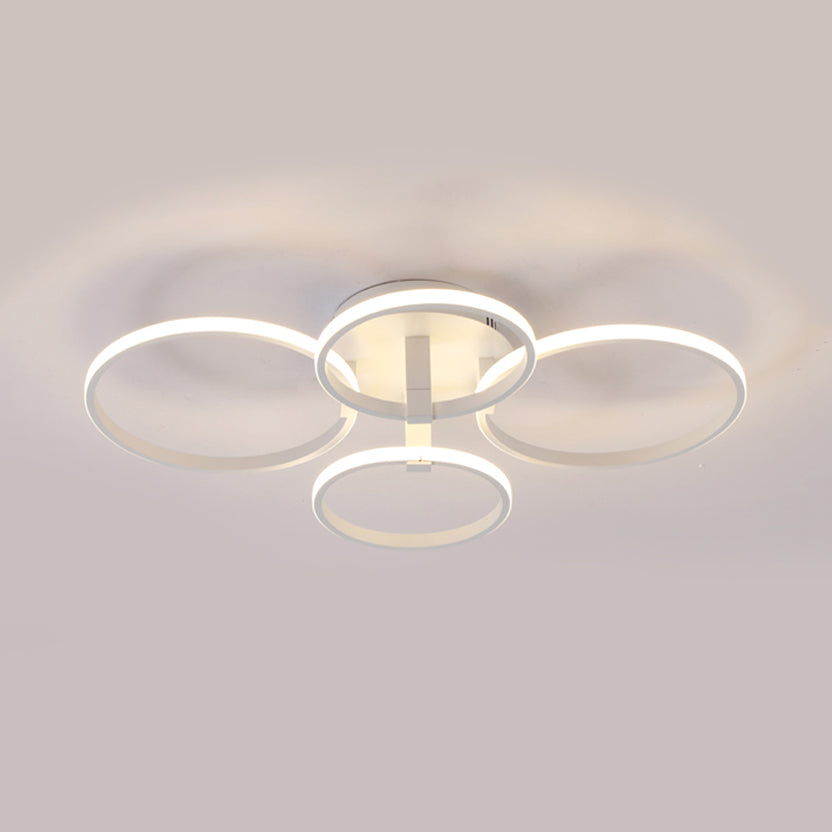 Anillos acrílicos LED Semi Flush Light Simple 4/6/8 Luces de techo Luz de la luz de montaje en luz cálida/blanca