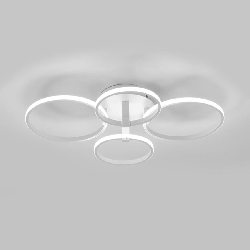 Acrylic Rings LED Semi Flush Light Simple 4/6/8 Lights Ceiling Mount Light Fixture in Warm/White Light