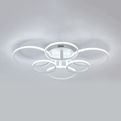 Acrylic Rings LED Semi Flush Light Simple 4/6/8 Lights Ceiling Mount Light Fixture in Warm/White Light